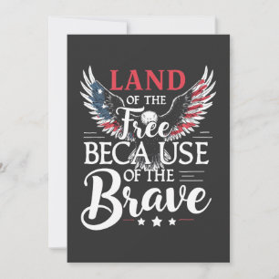 Land of The Free Because of The Brave Veteran's  Thank You Card