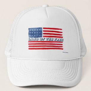 Land of the Free Cap, USA America Flag Trucker Hat