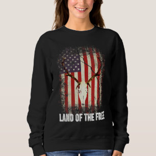 Land Of The Free - Deer Skull 4th Of July American Sweatshirt