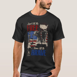 Land Of The Free Home Of Brave US Veteran Boots an T-Shirt