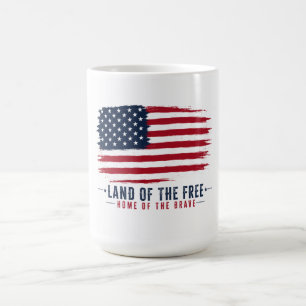 Land of the Free Home of the Brave Patriotic USA Coffee Mug