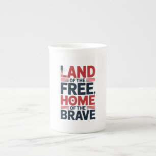 Land of the Free Home of the Brave USA Shirt Bone China Mug