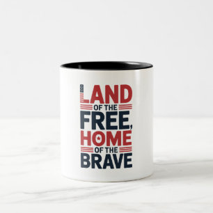 Land of the Free Home of the Brave USA Shirt Two-Tone Coffee Mug