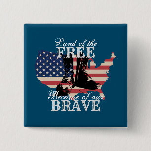 Land of the Free Modern USA Freedom 15 Cm Square Badge