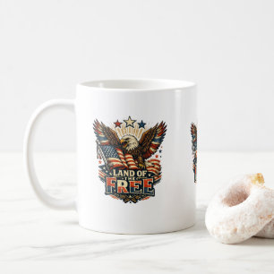 Land Of The Free Patriotic Eagle Vintage USA Indep Coffee Mug