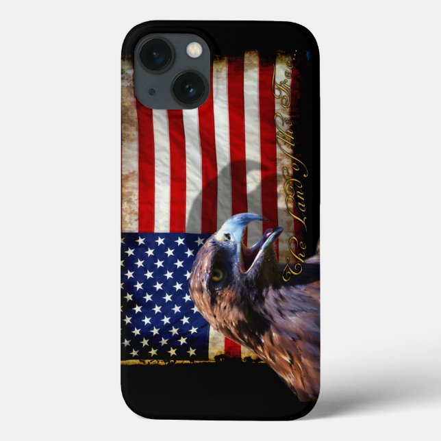 Land of the Free Patriotic US Flag and Eagle Case-Mate iPhone Case (Back)