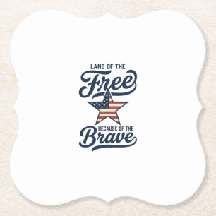 Land of the Free Patriotic Vintage Shirt Design_1 Paper Coaster