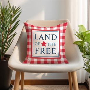Land of the Free Red Patriotic America Cushion