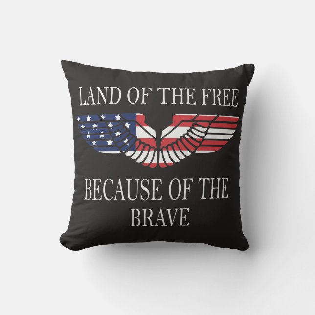 Land of the Free Red White Blue USA Flag Cushion (Front)