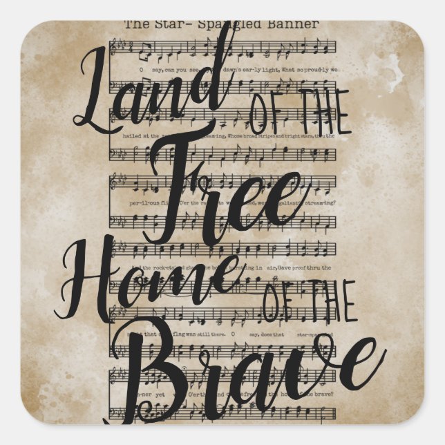 Land of the Free Star-Spangled Banner Square Sticker (Front)