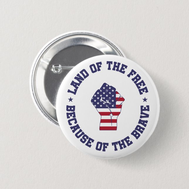 Land of the free USA Flag Patriotic 6 Cm Round Badge (Front & Back)