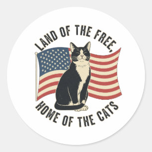 Land of the Free - Vintage Patriotic Cat Sticker