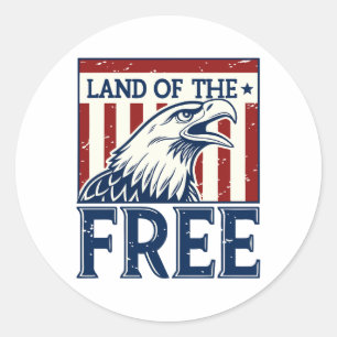 Land of the Free – Vintage USA Eagle Graphic Classic Round Sticker
