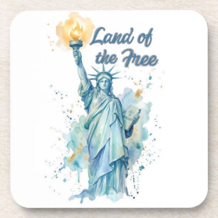 "Land of the Free - Watercolor Statue of Liberty P Coaster