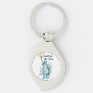 "Land of the Free - Watercolor Statue of Liberty P Key Ring