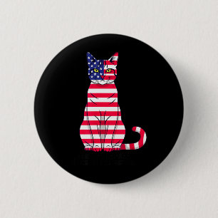 Land of The Home of The Fierce Patriotic Cat Flag 6 Cm Round Badge