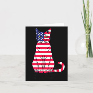 Land of The Home of The Fierce Patriotic Cat Flag Card