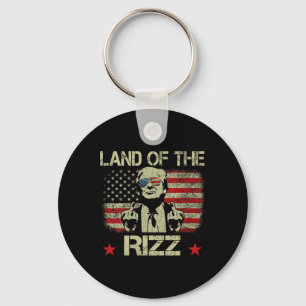 Land Of The Rizz Funny Patriotic Trump 4th Of July Key Ring