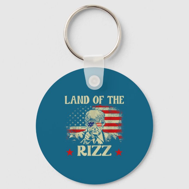 Land Of The Rizz Funny Patriotic Trump 4th Of July Key Ring (Front)