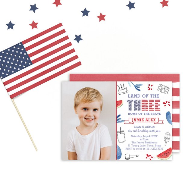 Land Of The Three 3rd Birthday Party Picture Invitation (Creator Uploaded)