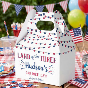 Land Of The Three! 4th Of July 3rd Birthday Party Favour Box