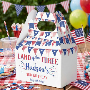 Land Of The Three! 4th Of July 3rd Birthday Party Favour Box