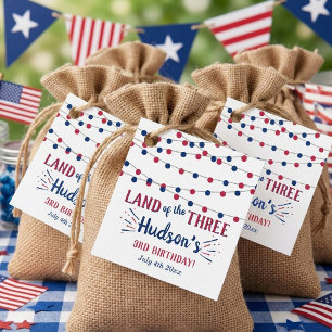 Land Of The Three! 4th Of July 3rd Birthday Party Favour Tags
