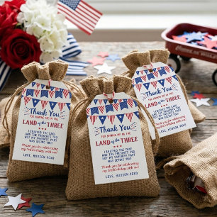 Land Of The Three! 4th Of July 3rd Birthday Party Gift Tags