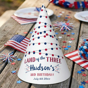 Land Of The Three! 4th Of July 3rd Birthday Party Hat