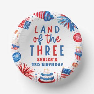 Land Of The Three 4th of July 3rd Birthday Party Paper Plate