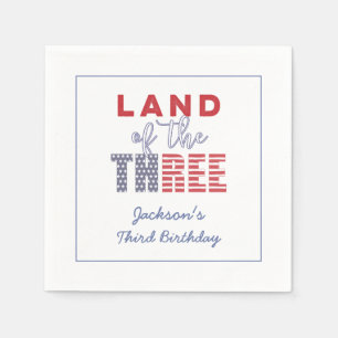 Land Of The Three! All-American 3rd Birthday Party Napkin
