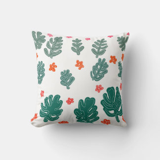 land & sea : doodle pattern flowers & plants  cushion