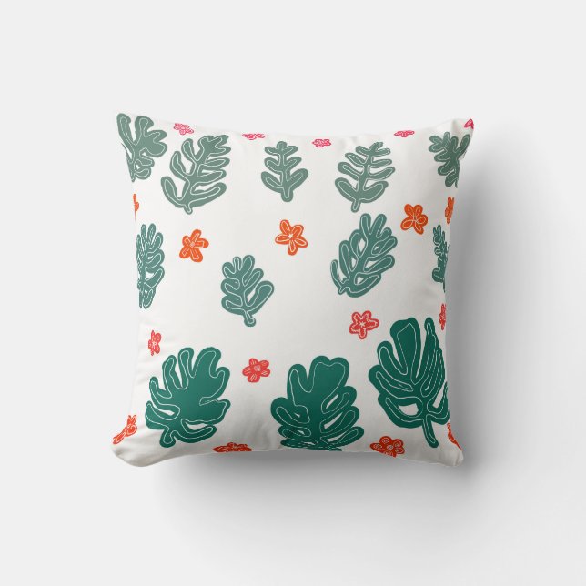 land & sea : doodle pattern flowers & plants  cushion (Front)