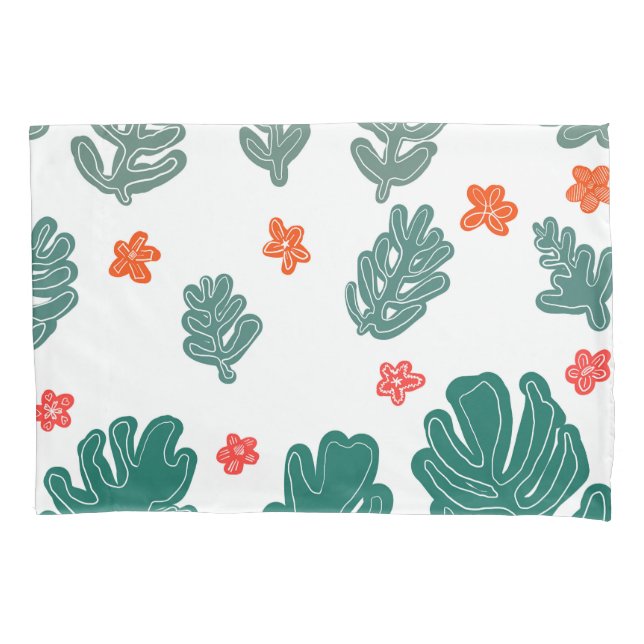 land & sea : doodle pattern flowers & plants  pillowcase (Front)