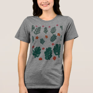 land & sea : doodle pattern flowers & plants Tri-Blend shirt