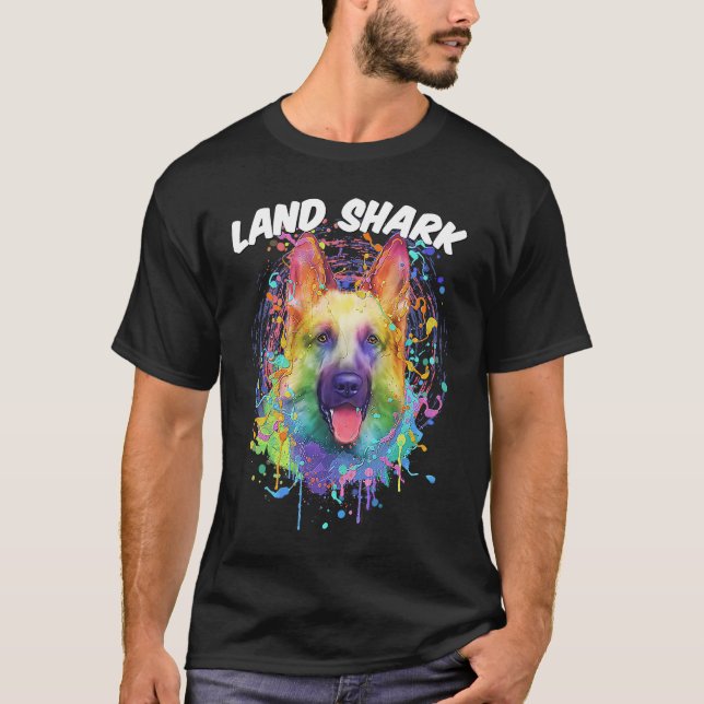 Land Shark German Shepherd  Shepard Humor Dog Them T-Shirt (Front)