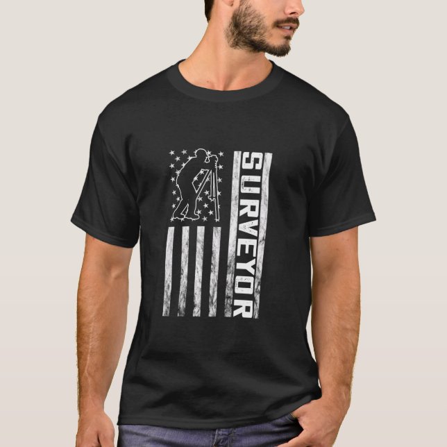 Land Surveyor America USA Flag Land Surveying Anal T-Shirt (Front)
