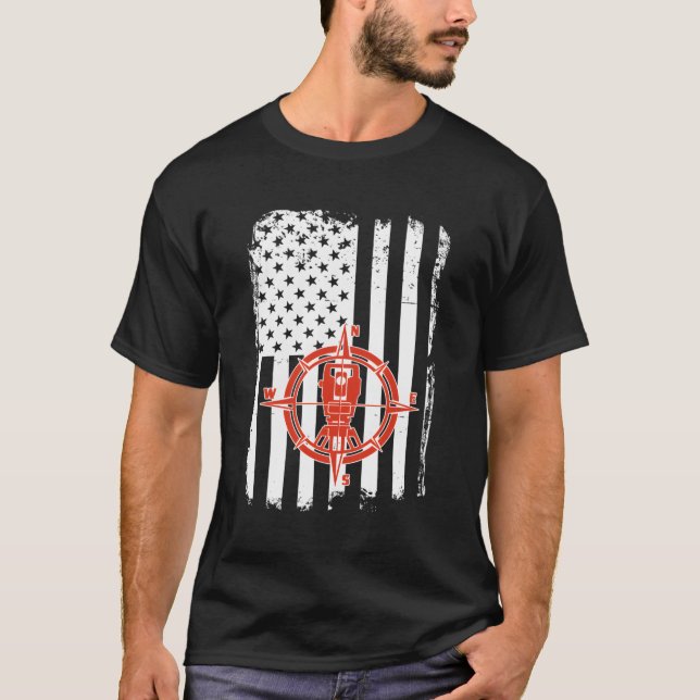 Land Surveyor Patriotic American Usa Flag T-Shirt (Front)