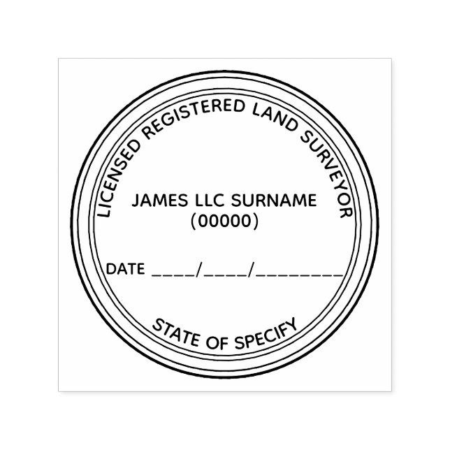 Land surveyor registered licensed plans round DIY Self-inking Stamp (Design)