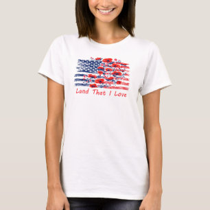Land That I Love, Floral American Flag T-Shirt