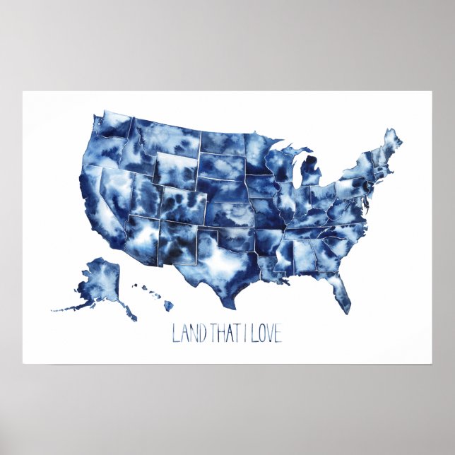 Land that I Love - United States Map Poster (Front)