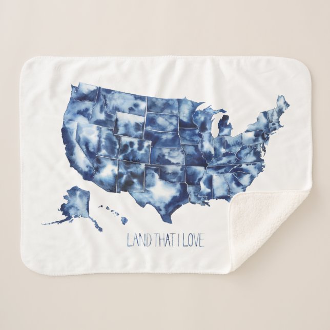 Land that I Love - United States Map Sherpa Blanket (Front (Horizontal))