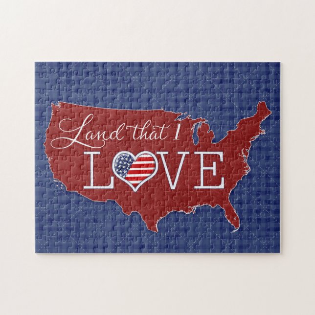 Land that I LOVE - US heart & flag Jigsaw Puzzle (Horizontal)