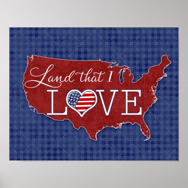 Land that I LOVE - US heart & flag Poster (Front)