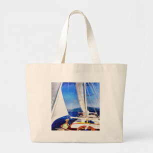Land Was Created For Boats To Visit Sailing Art Large Tote Bag