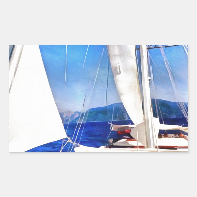 Land Was Created For Boats To Visit Sailing Art Rectangular Sticker (Front)
