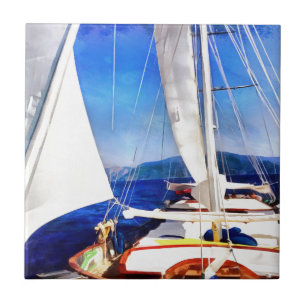 Land Was Created For Boats To Visit Sailing Art Tile