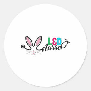 Landd Nurse Bunny Easter Stethoscope Labour And De Classic Round Sticker