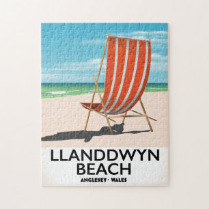 landdwyn Beach Anglesey Wales travel poster Jigsaw Puzzle