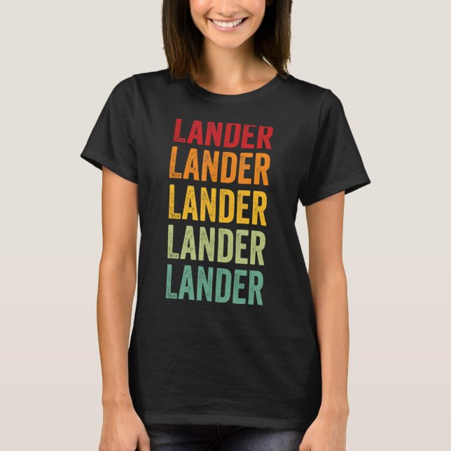 Lander County Nevada Rainbow Text Design T-Shirt (Front)
